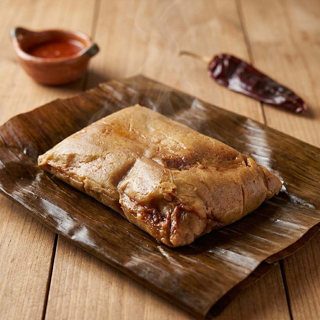 Tamal oaxaqueño de guajillo con puerco