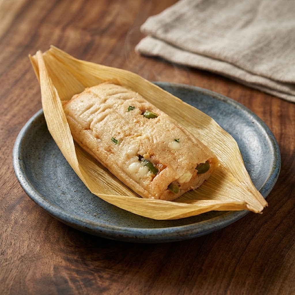 Tamal de rajas con queso
