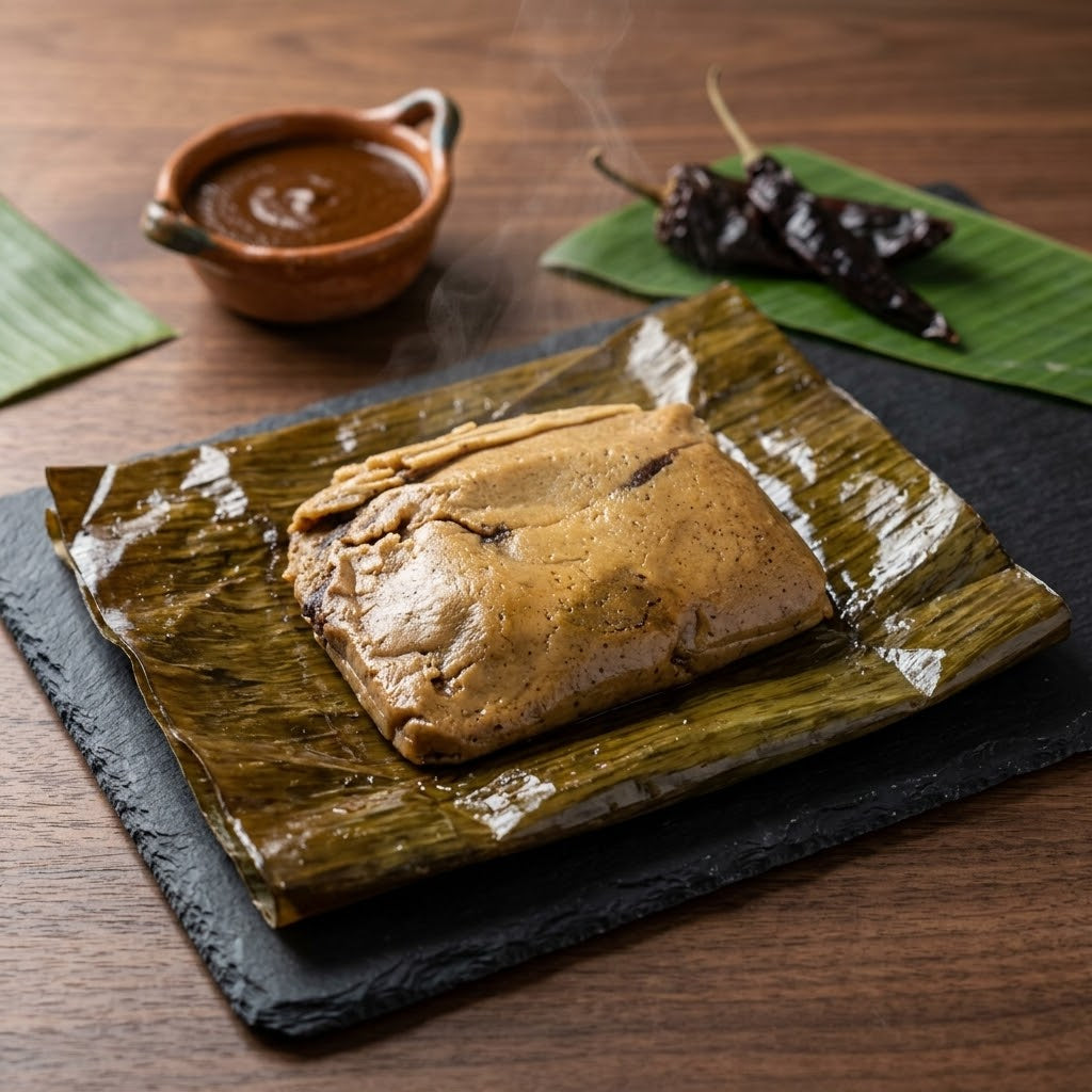Tamal oaxaqueño de mole con pollo